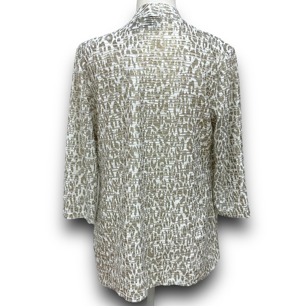 Traveler’s Collection By Chico’s Gold Animal Print Cardigan - Picture 2 of 8